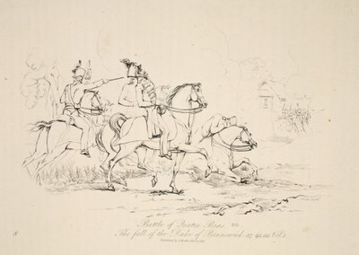 Battle of Quatre Bras: The fall of the Duke of Brunswick, pub. J. Booth, 1816 by George Jones